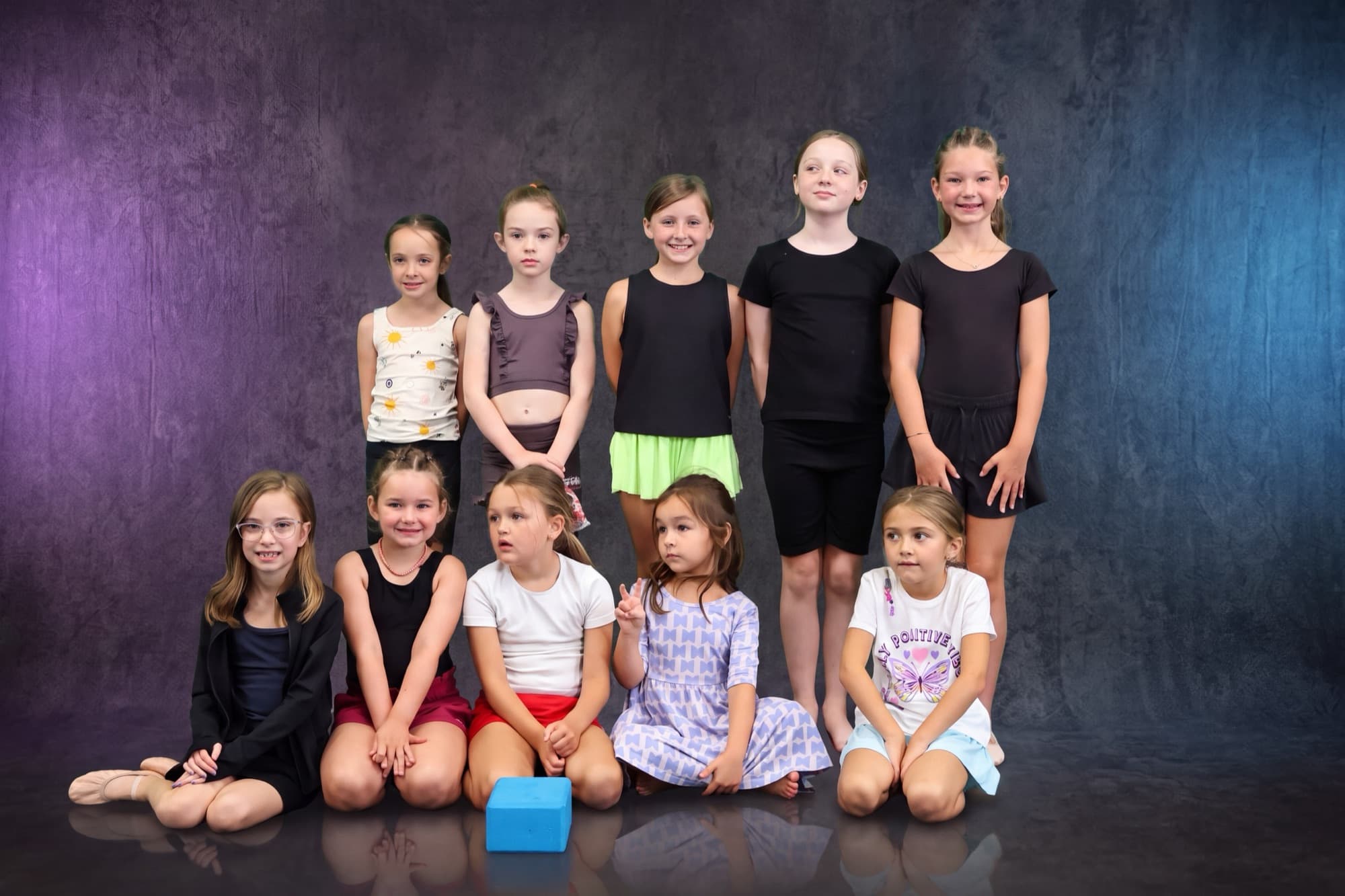 Dance class portrait after background replacement and photo enhancement